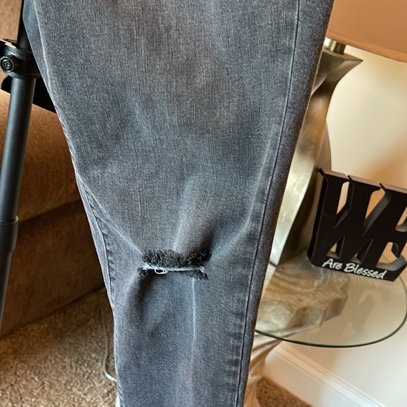 Light Gray Jeans with Black Flower Patch on left side - Picture 3 of 4